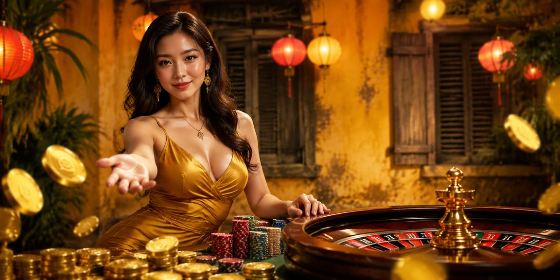 Cảnh chơi roulette dưới đèn lồng Hội An về đêm
